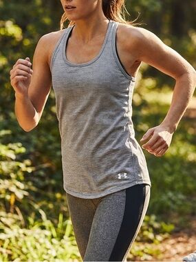 Fitted Striped Under Armour Gray HeatGear Racerback Tank Top Size M Medium